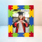 Masa Üstü Renkli Yapboz Ahşap Fotoğraf Çerçevesi 13X18cm